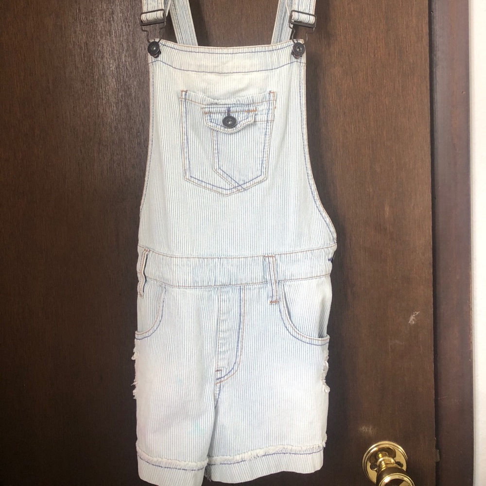 Denim overall shorts